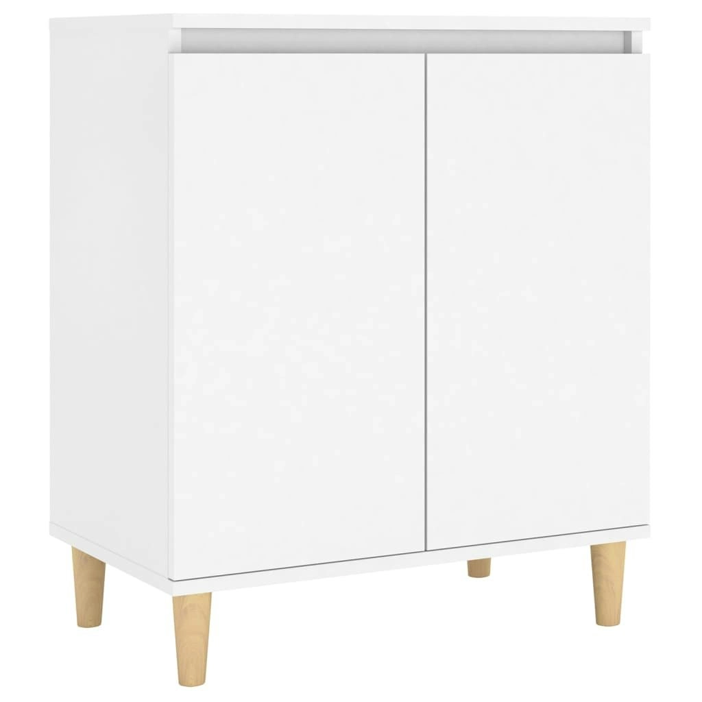 Sideboard with Solid Wood Legs White 60x35x70 cm Engineered Wood 806067