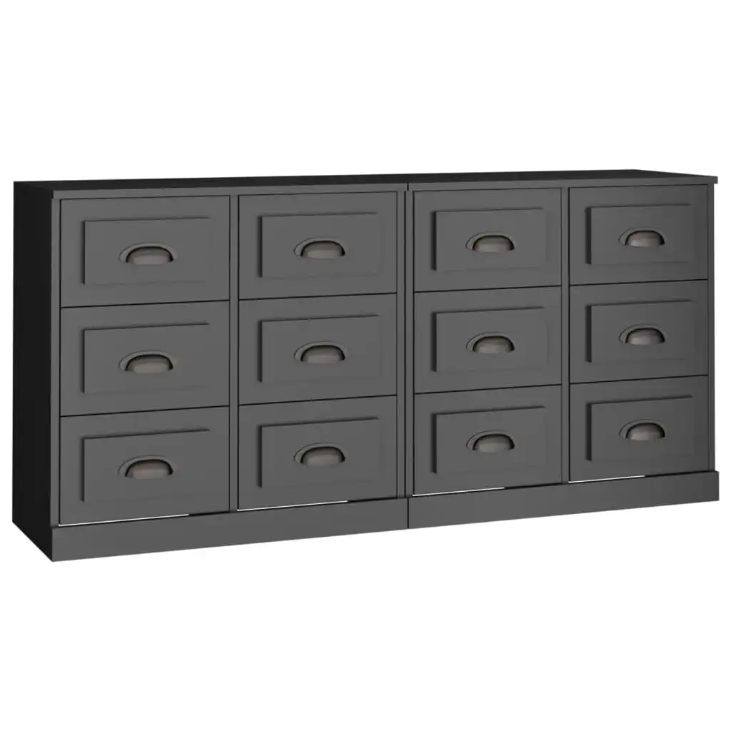 Sideboards 2 pcs Black Engineered Wood 3185280