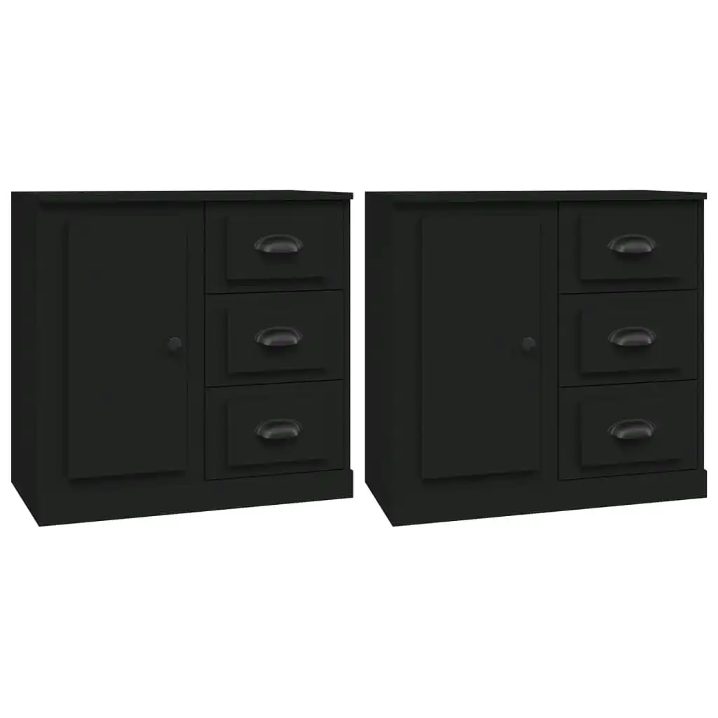 Sideboards 2 pcs Black Engineered Wood 3185224