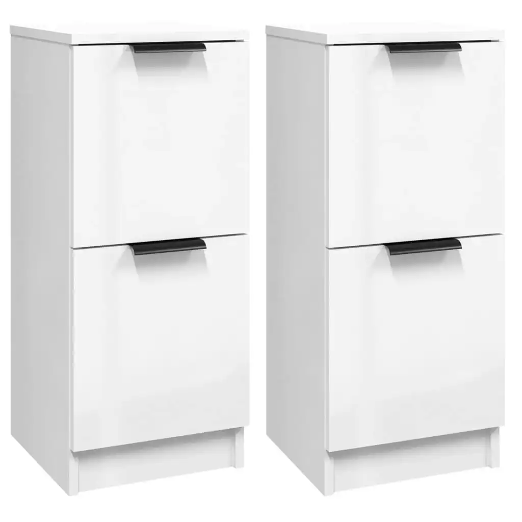 Sideboards 2 pcs High Gloss White 30x30x70 cm Engineered Wood 811182