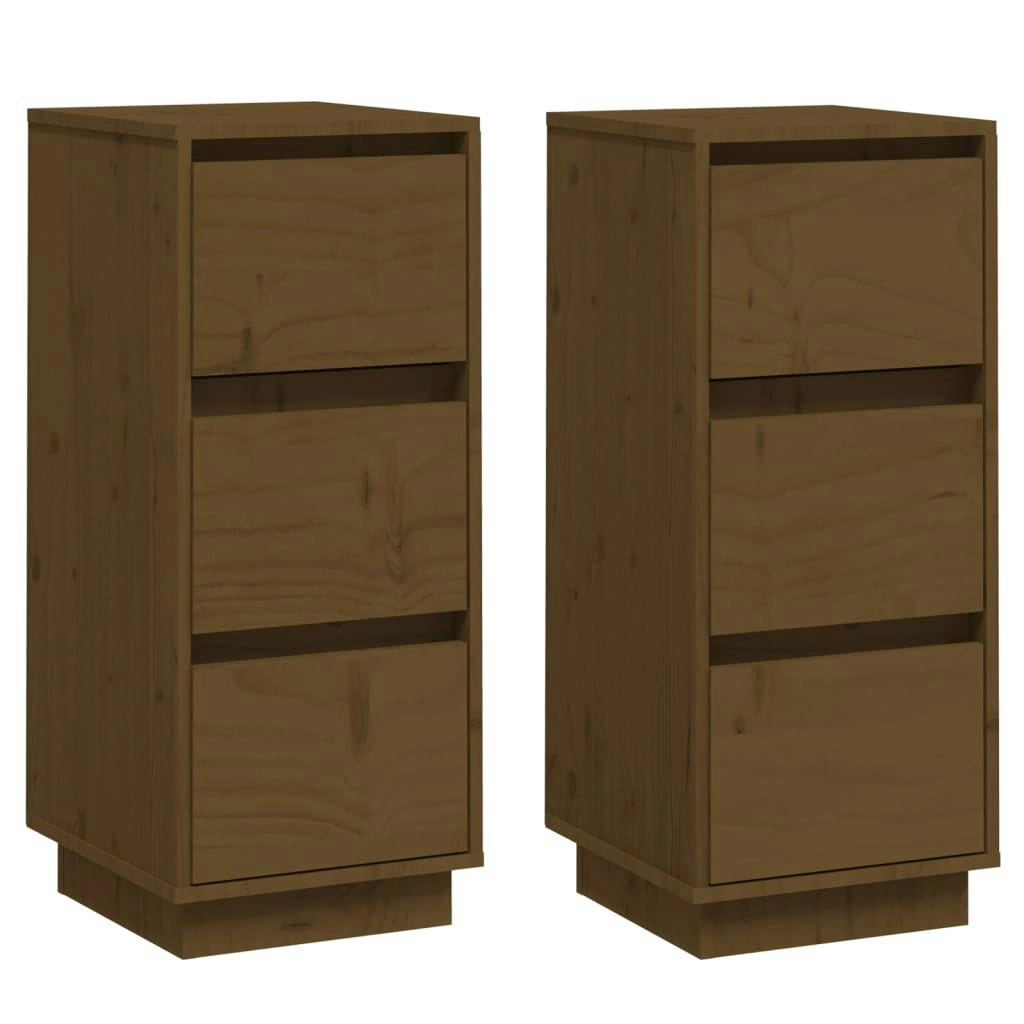 Sideboards 2 pcs Honey Brown 32x34x75 cm Solid Wood Pine 813372