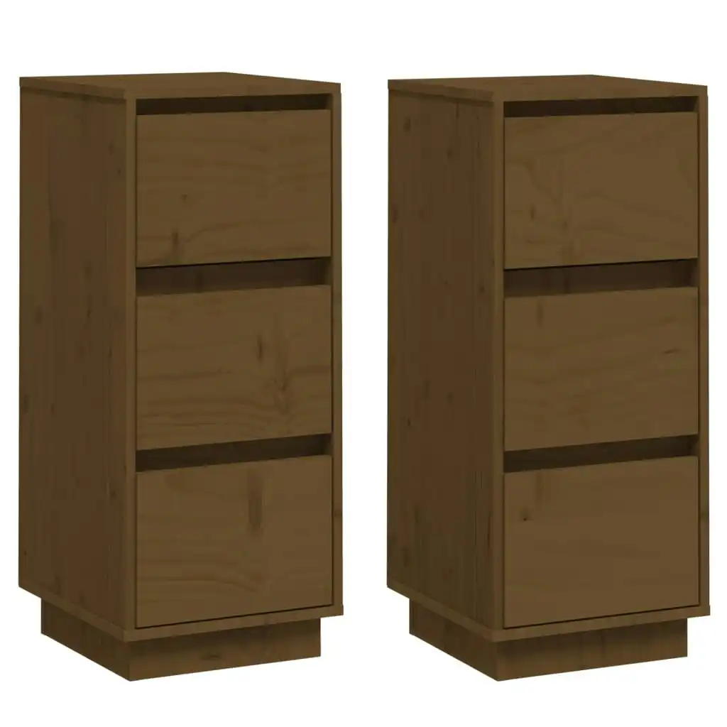 Sideboards 2 pcs Honey Brown 32x34x75 cm Solid Wood Pine 813372