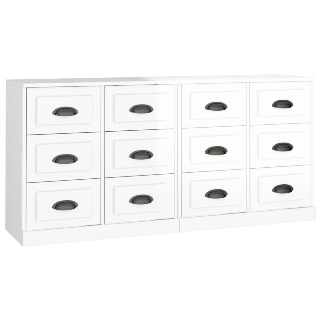 Sideboards 2 pcs High Gloss White Engineered Wood 3185281