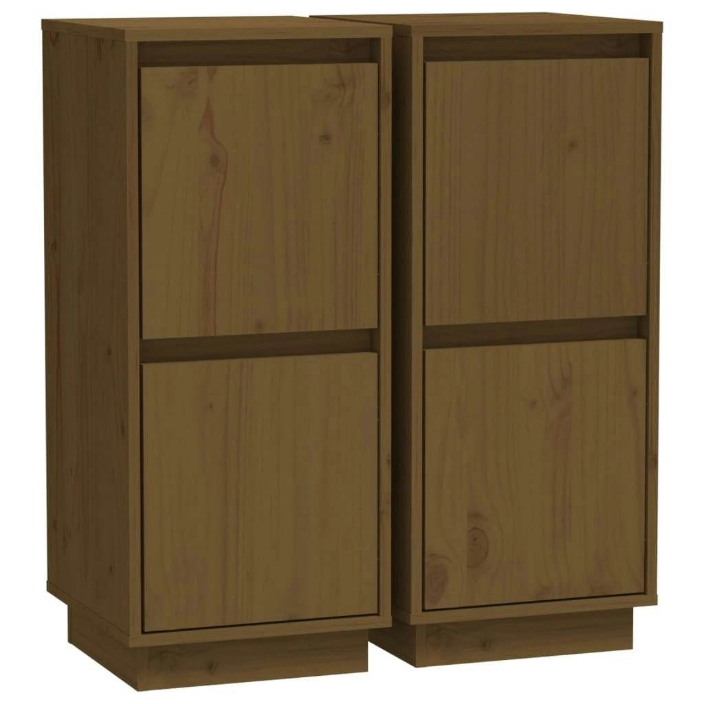 Sideboards 2 pcs Honey Brown 31.5x34x75 cm Solid Wood Pine 813387