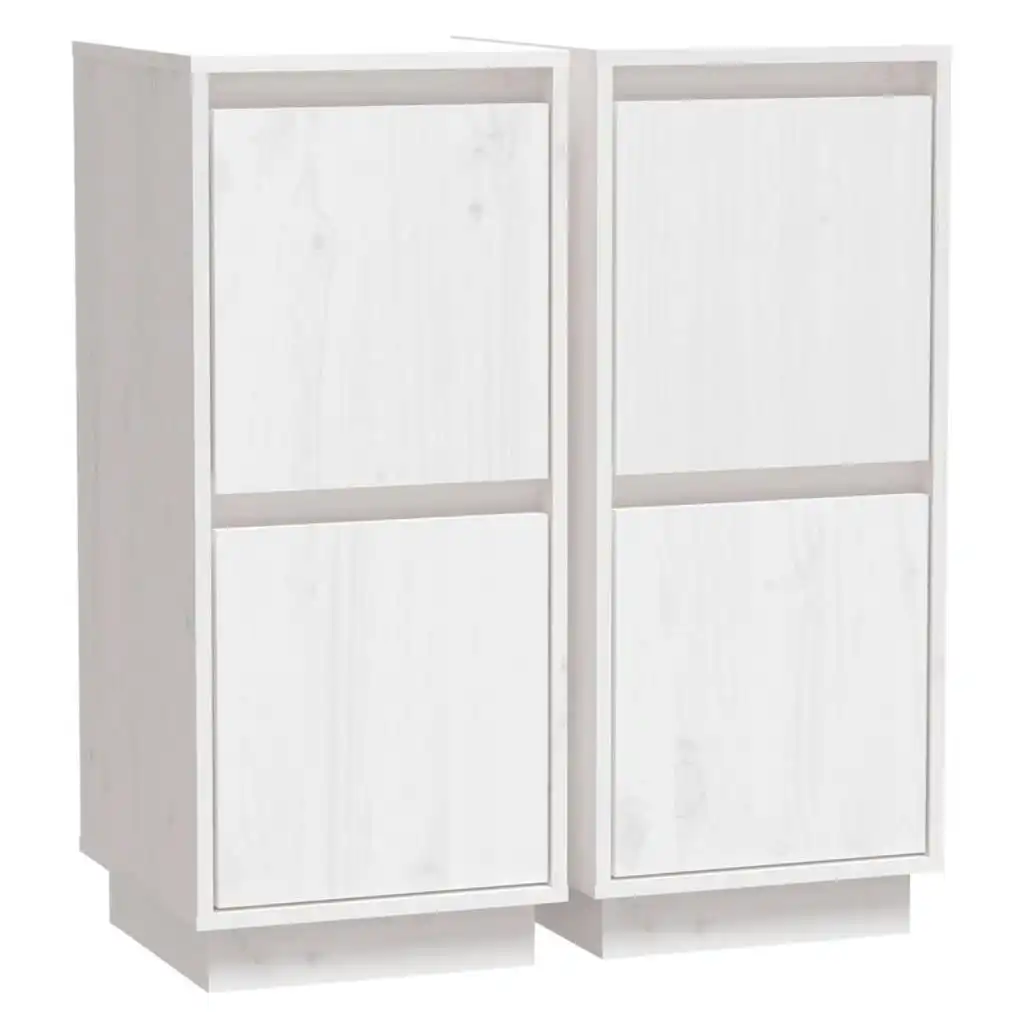 Sideboards 2 pcs White 31.5x34x75 cm Solid Wood Pine 813383