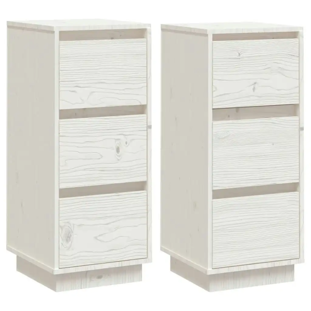 Sideboards 2 pcs White 32x34x75 cm Solid Wood Pine 813368