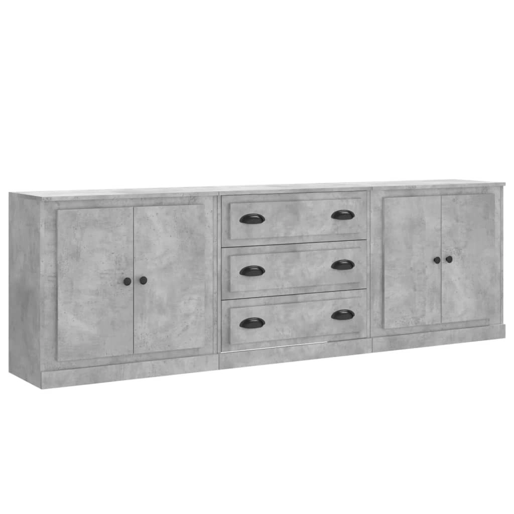 Sideboards 3 pcs Concrete Grey Engineered Wood 3185219