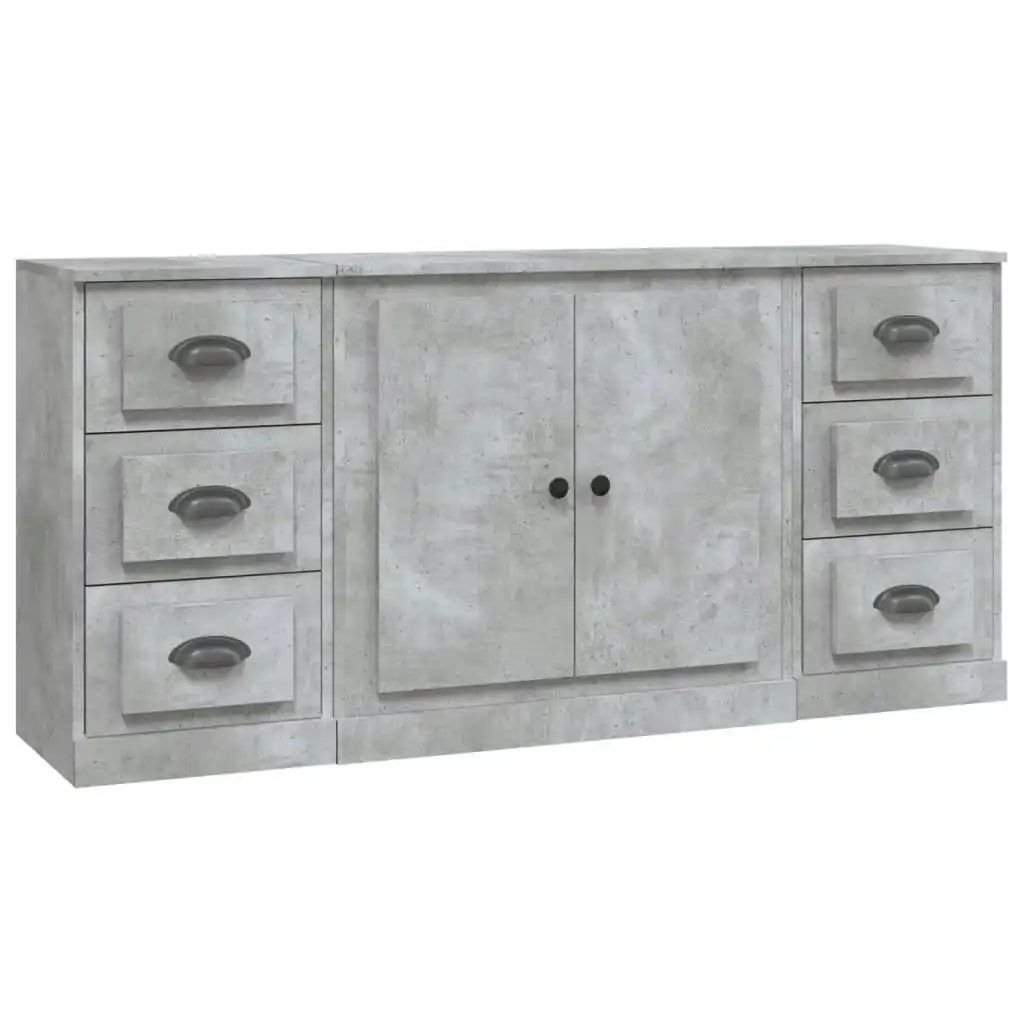 Sideboards 3 pcs Concrete Grey Engineered Wood 3185235