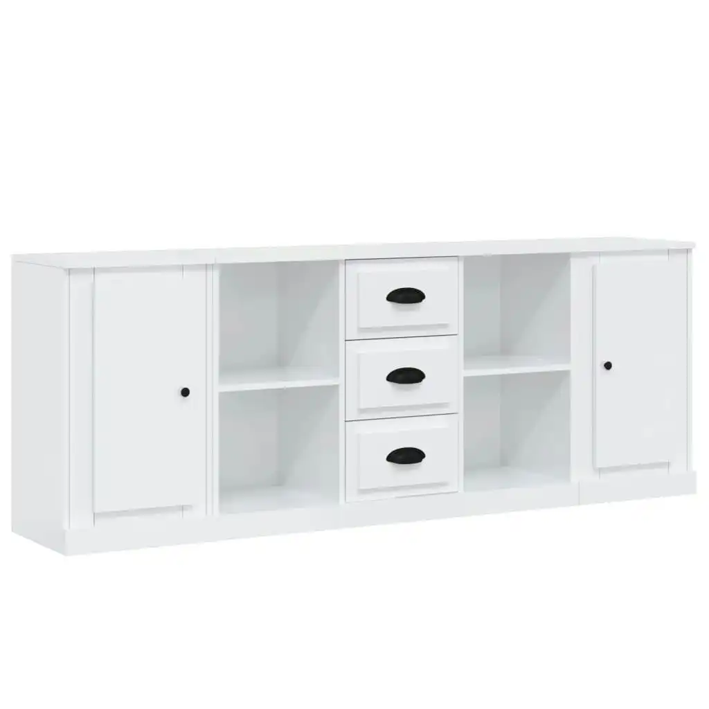 Sideboards 3 pcs High Gloss White Engineered Wood 3185257