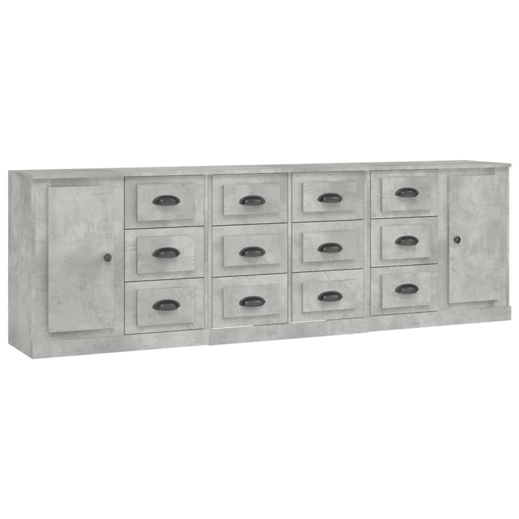 Sideboards 3 pcs Concrete Grey Engineered Wood 3185291