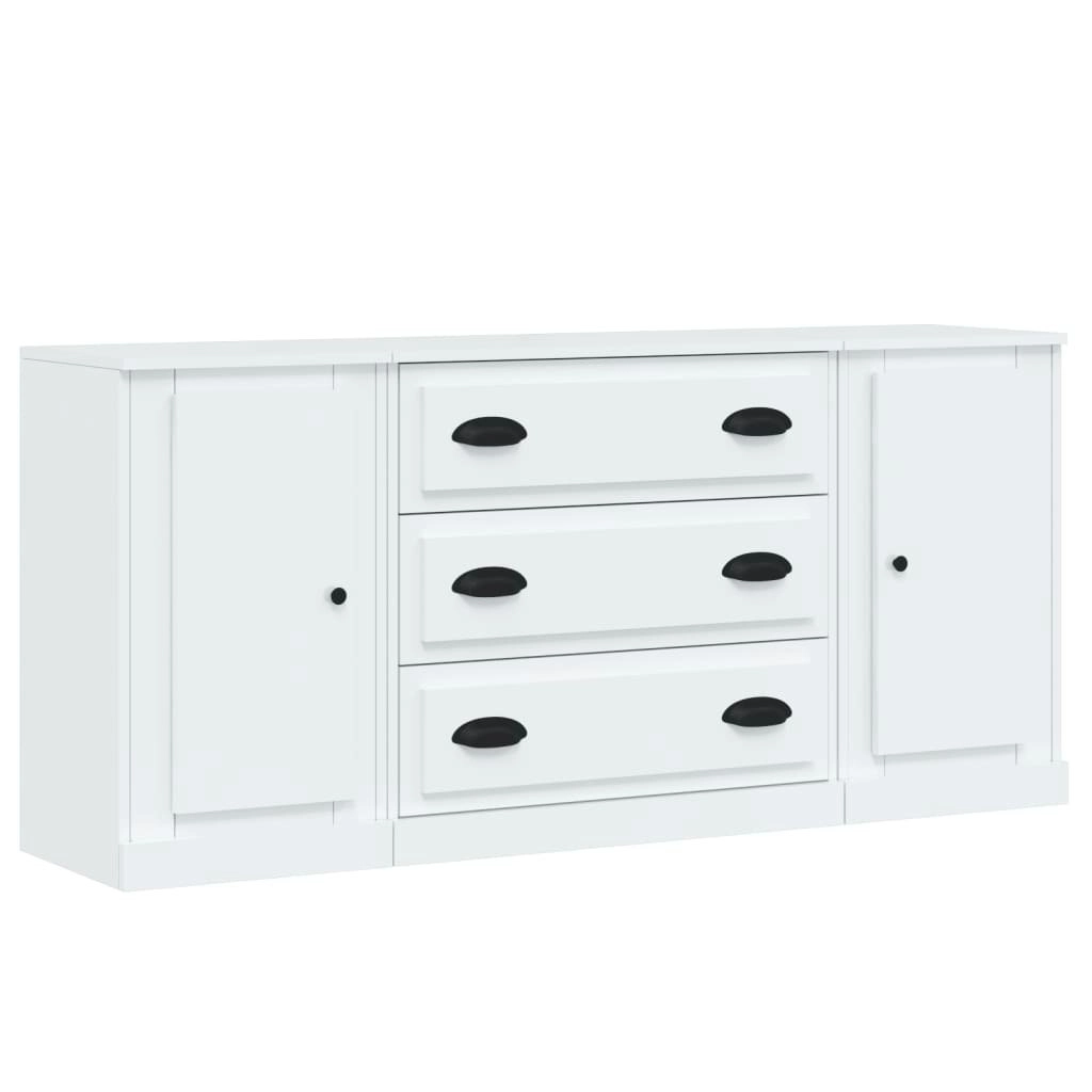 Sideboards 3 pcs High Gloss White Engineered Wood 3185249