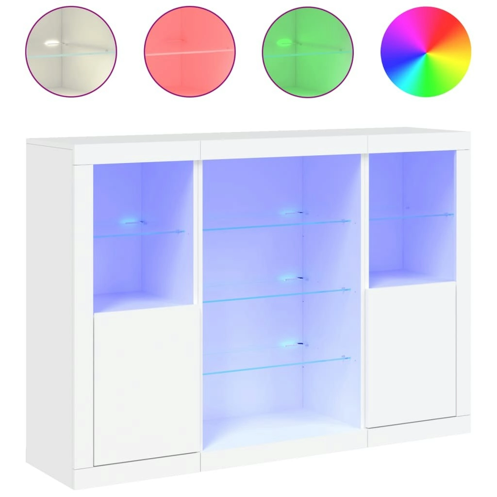 Sideboards with LED Lights 3 pcs White Engineered Wood 3209128