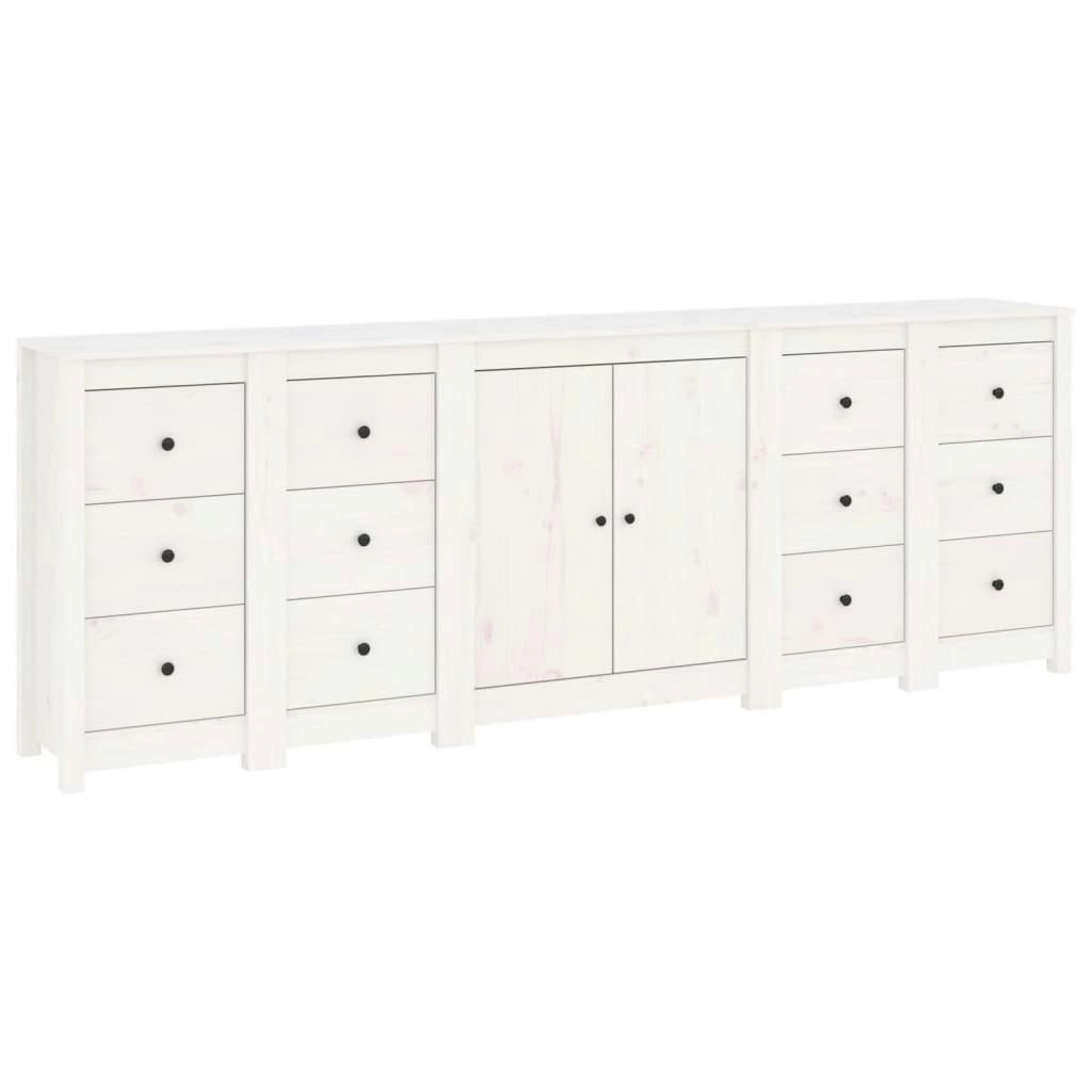 Sideboard White 230x35x80 cm Solid Wood Pine 3114085