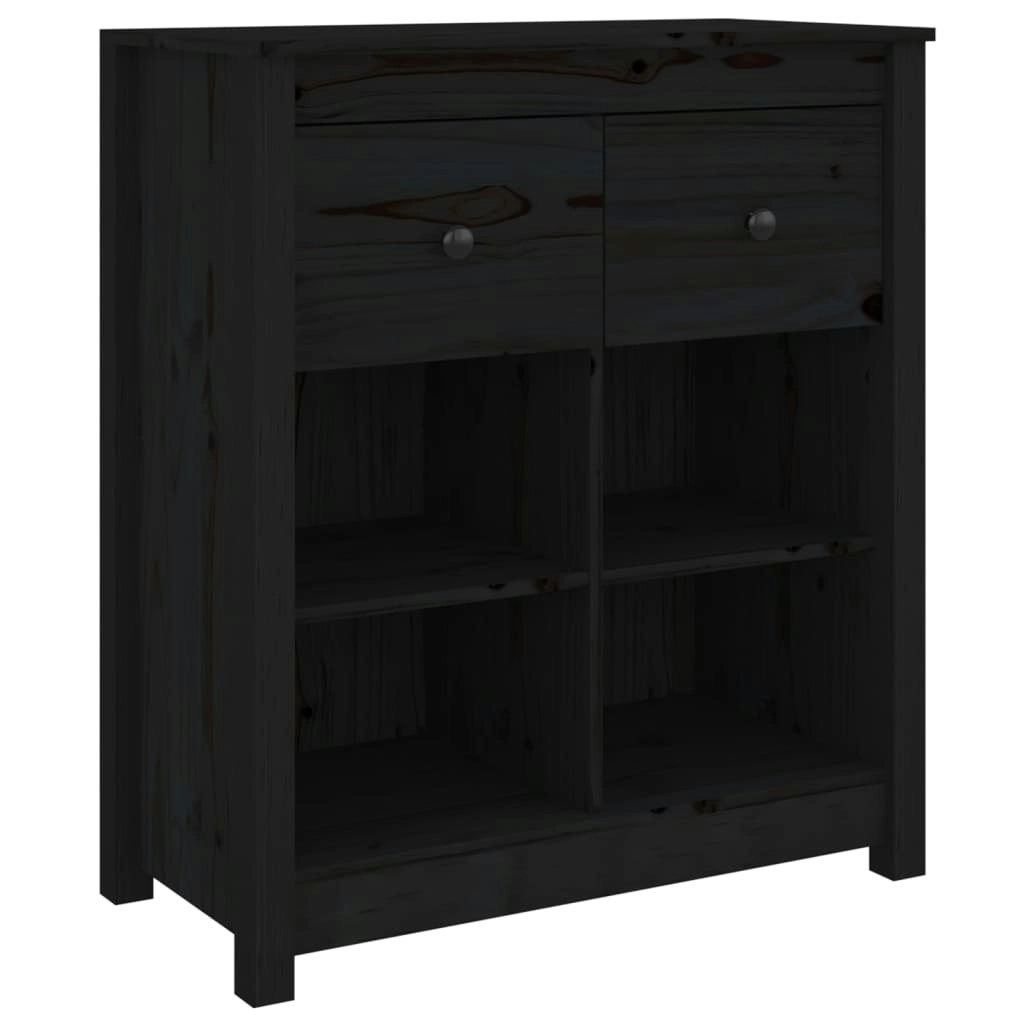 Sideboard Black 70x35x80 cm Solid Wood Pine 813768