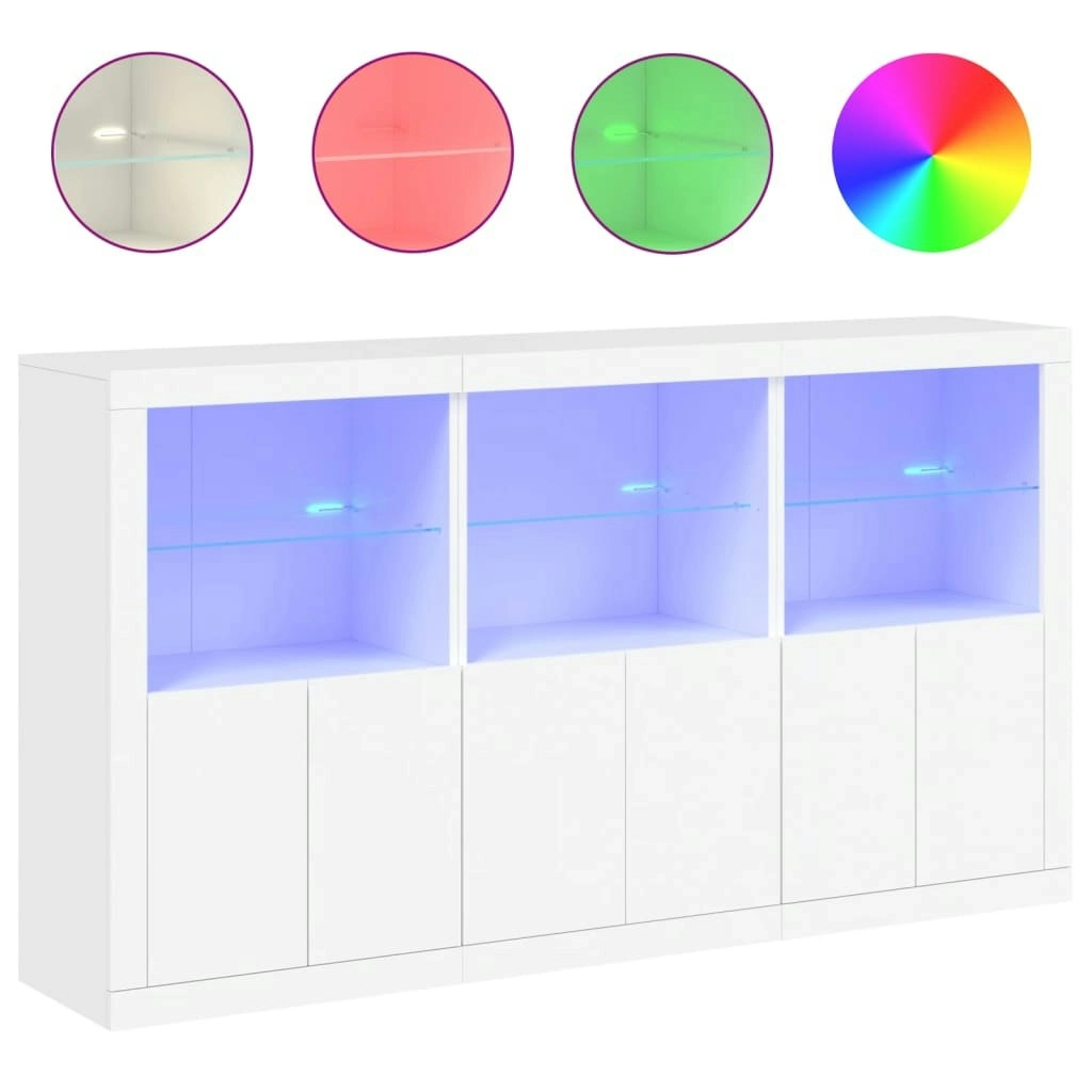 Sideboard with LED Lights White 181.5x37x100 cm 3209149