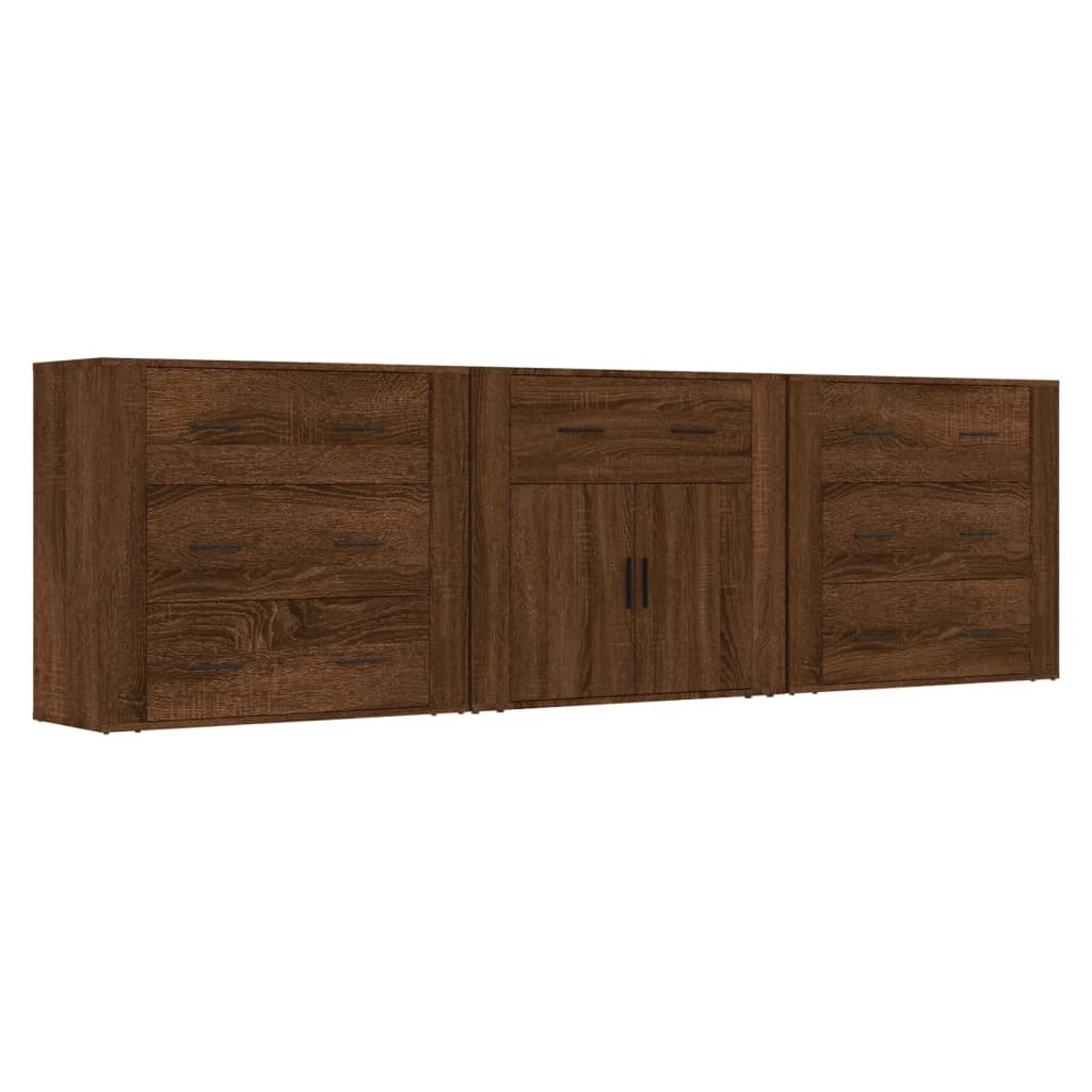 Sideboards 3 pcs Brown Oak Engineered Wood 3185430