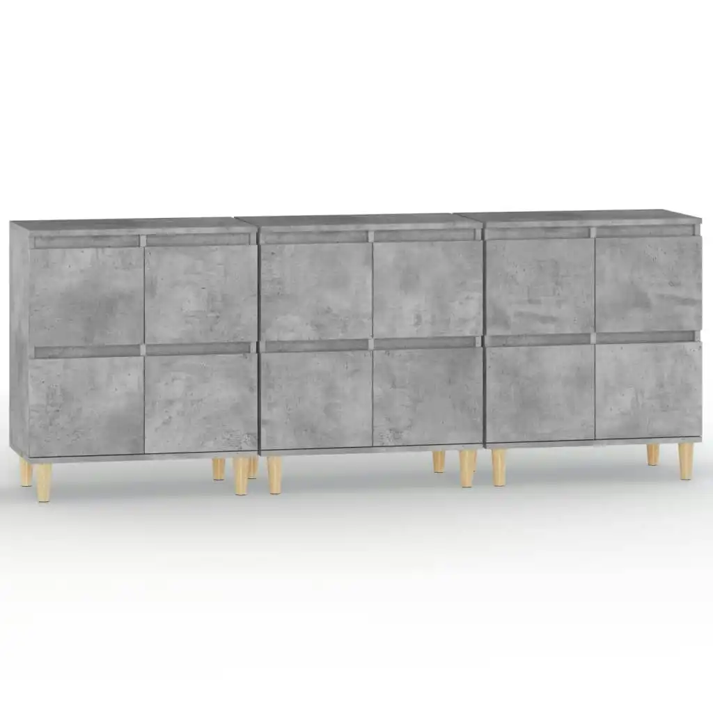 Sideboards 3 pcs Concrete Grey 60x35x70 cm Engineered Wood 3185771