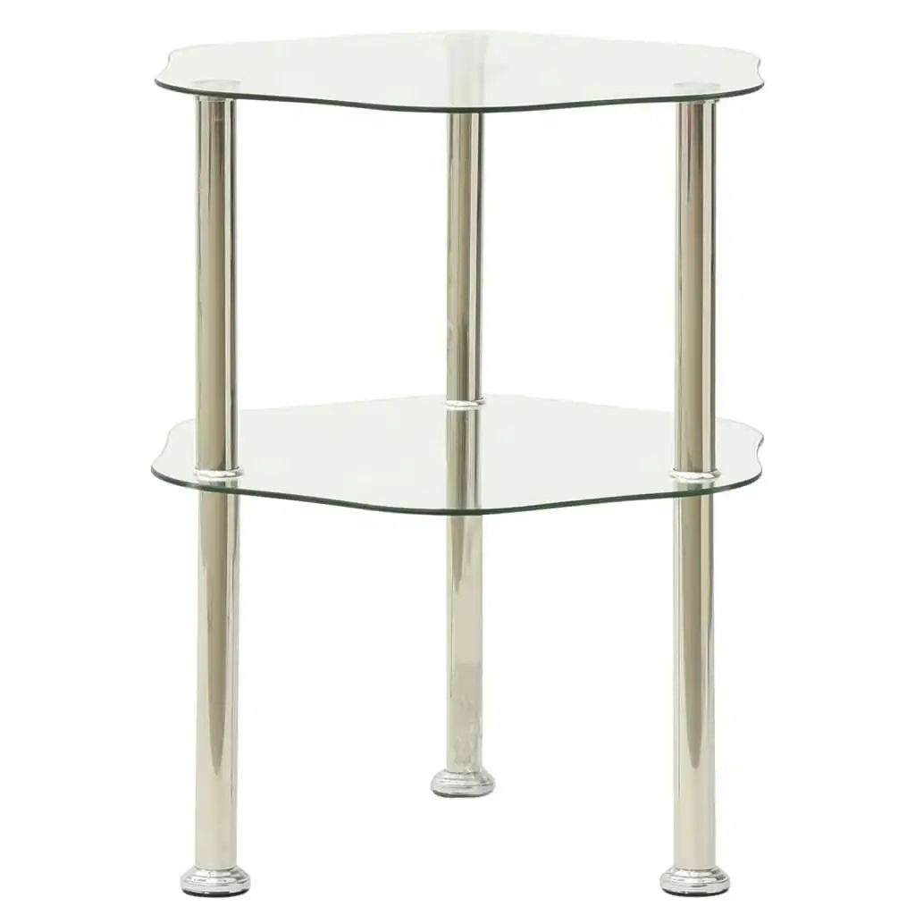 2-Tier Side Table Transparent 38x38x50 cm Tempered Glass 322790