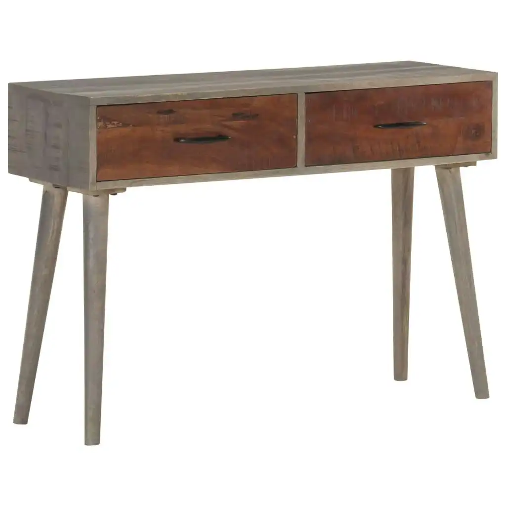 Console Table Grey 110x35x75 cm Solid Rough Mango Wood 321807