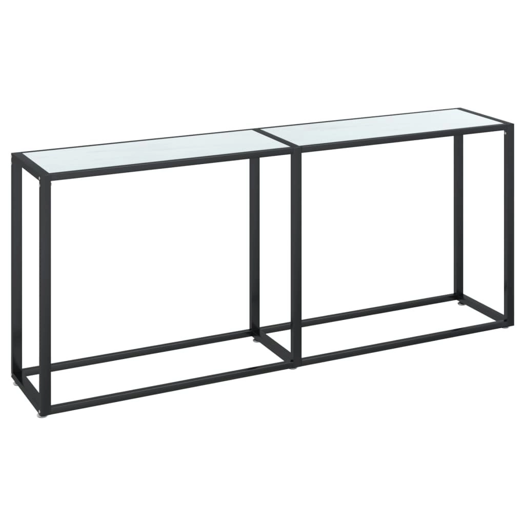 Console Table White Marble 180x35x75.5cm Tempered Glass 331684