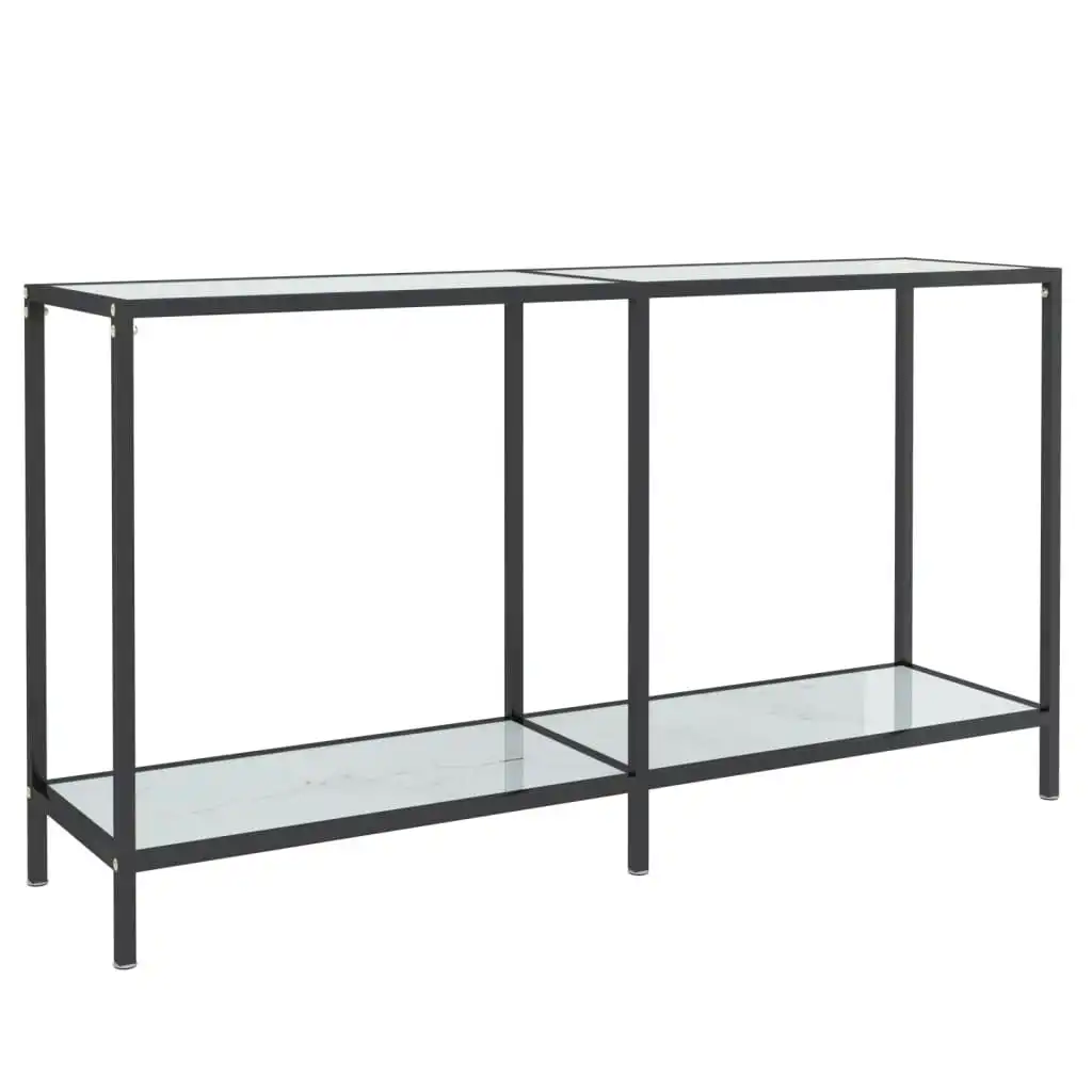 Console Table White 140x35x75.5 cm Tempered Glass 331696