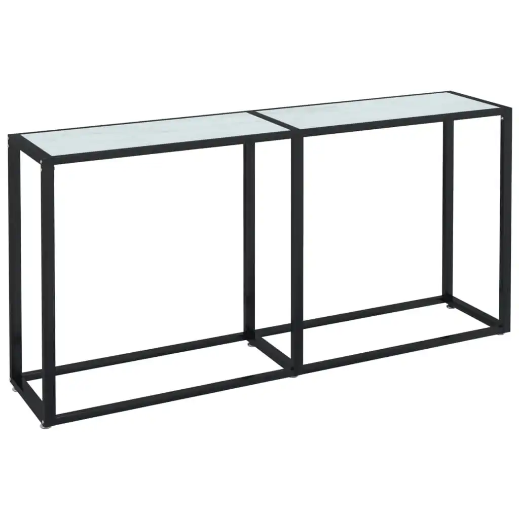 Console Table White Marble 160x35x75.5cm Tempered Glass 331680