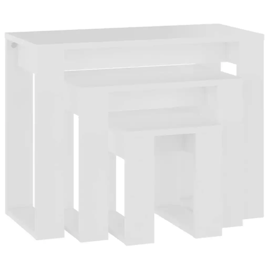 Nesting Tables 3 pcs White Engineered Wood 808603