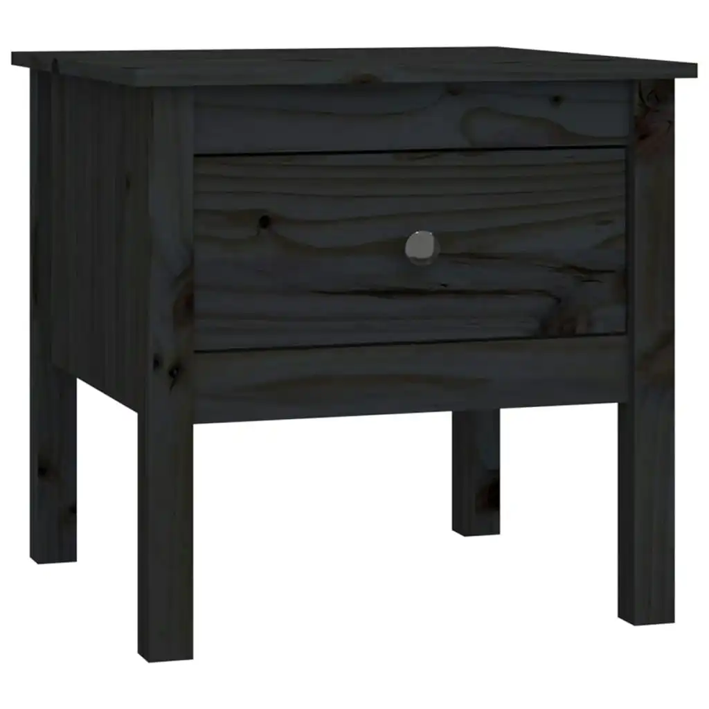 Side Table Black 50x50x49 cm Solid Wood Pine 813802