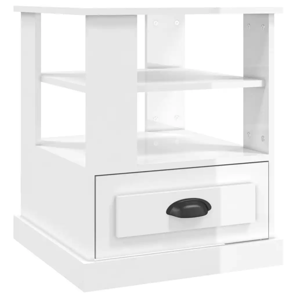 Side Table High Gloss White 50x50x60 cm Engineered Wood 816410