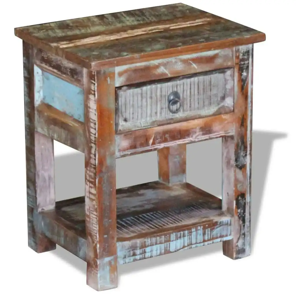 Side Table with 1 Drawer Solid Reclaimed Wood 43x33x51 cm 243456