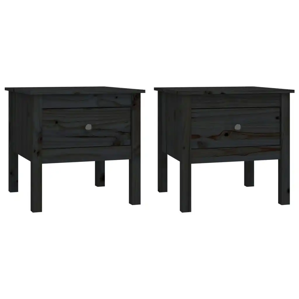 Side Tables 2 pcs Black 50x50x49 cm Solid Wood Pine 813803