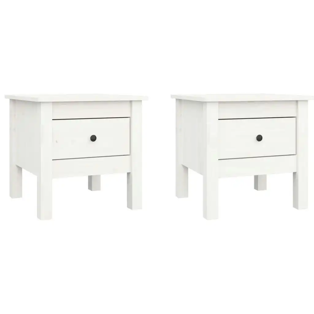 Side Tables 2 pcs White 40x40x39 cm Solid Wood Pine 813787