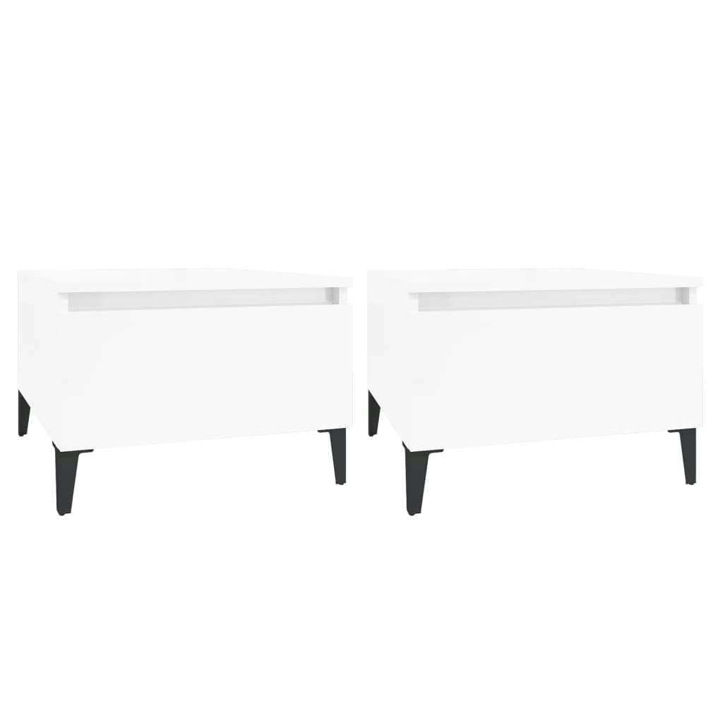 Side Tables 2 pcs High Gloss White 50x46x35 cm Engineered Wood 819521