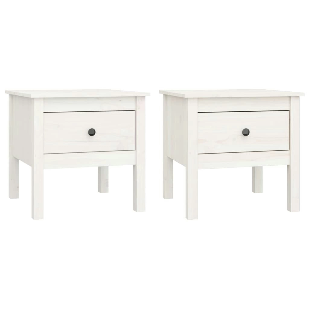 Side Tables 2 pcs White 50x50x49 cm Solid Wood Pine 813797