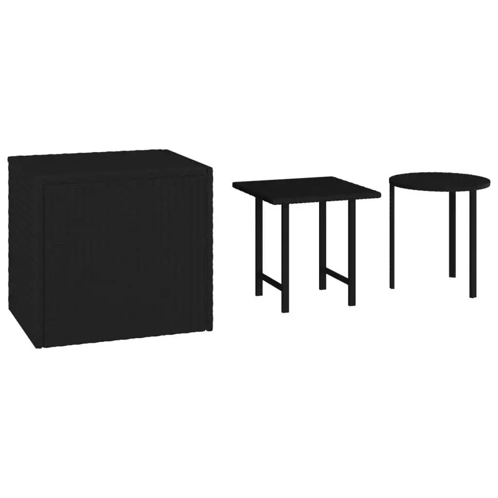 Side Tables 3 pcs Black Poly Rattan 319386