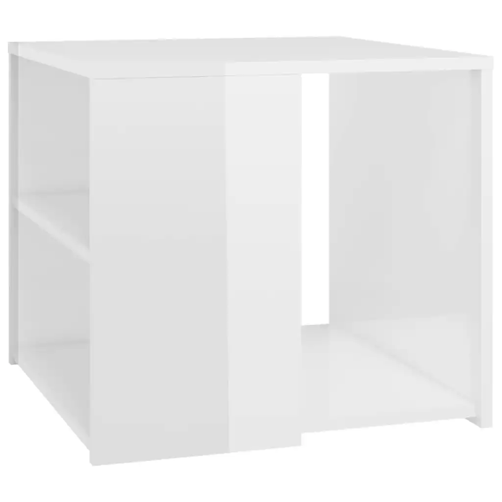 Side Table High Gloss White 50x50x45 cm Engineered Wood 806388