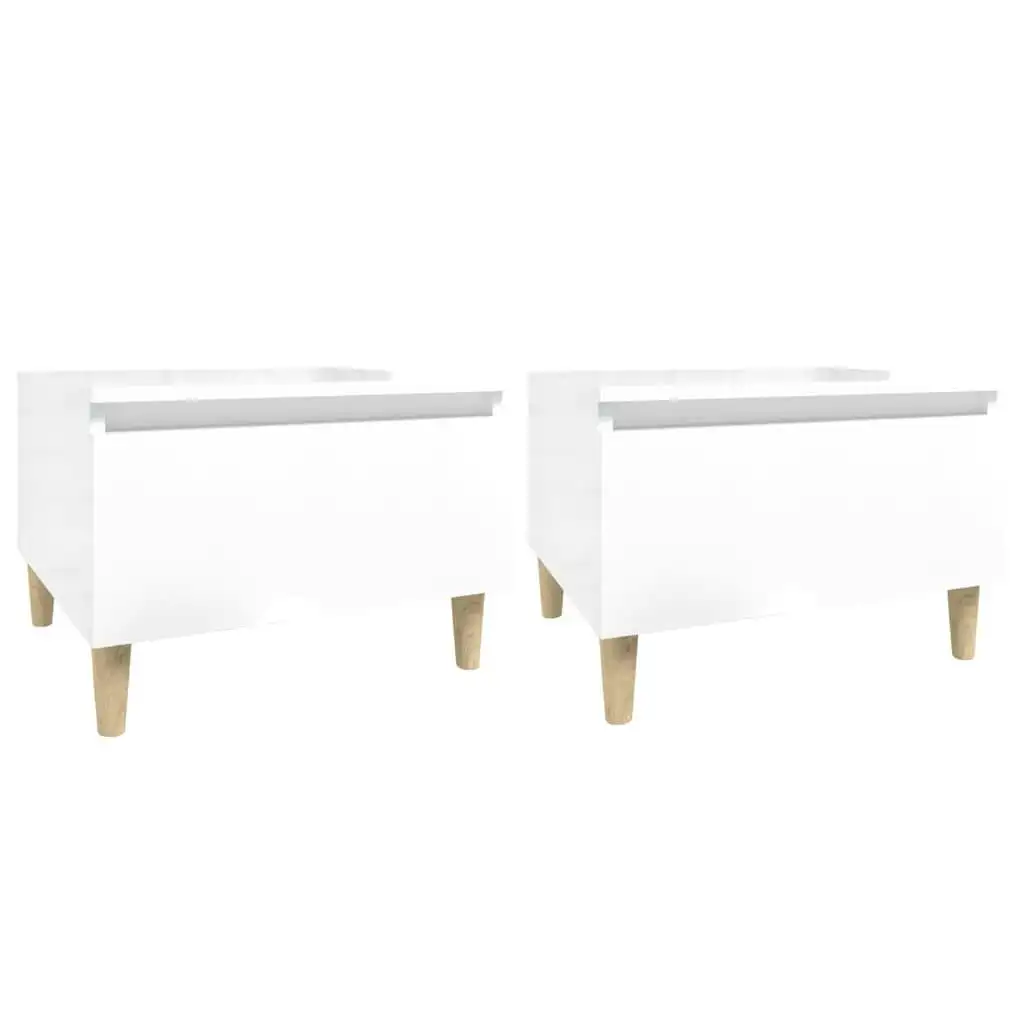 Side Tables 2 pcs High Gloss White 50x46x35 cm Engineered Wood 819505