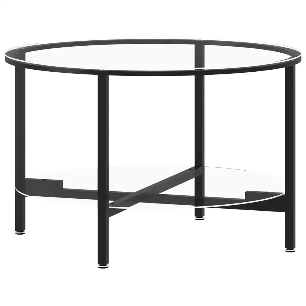 Tea Table Black and Transparent 70 cm Tempered Glass 331617