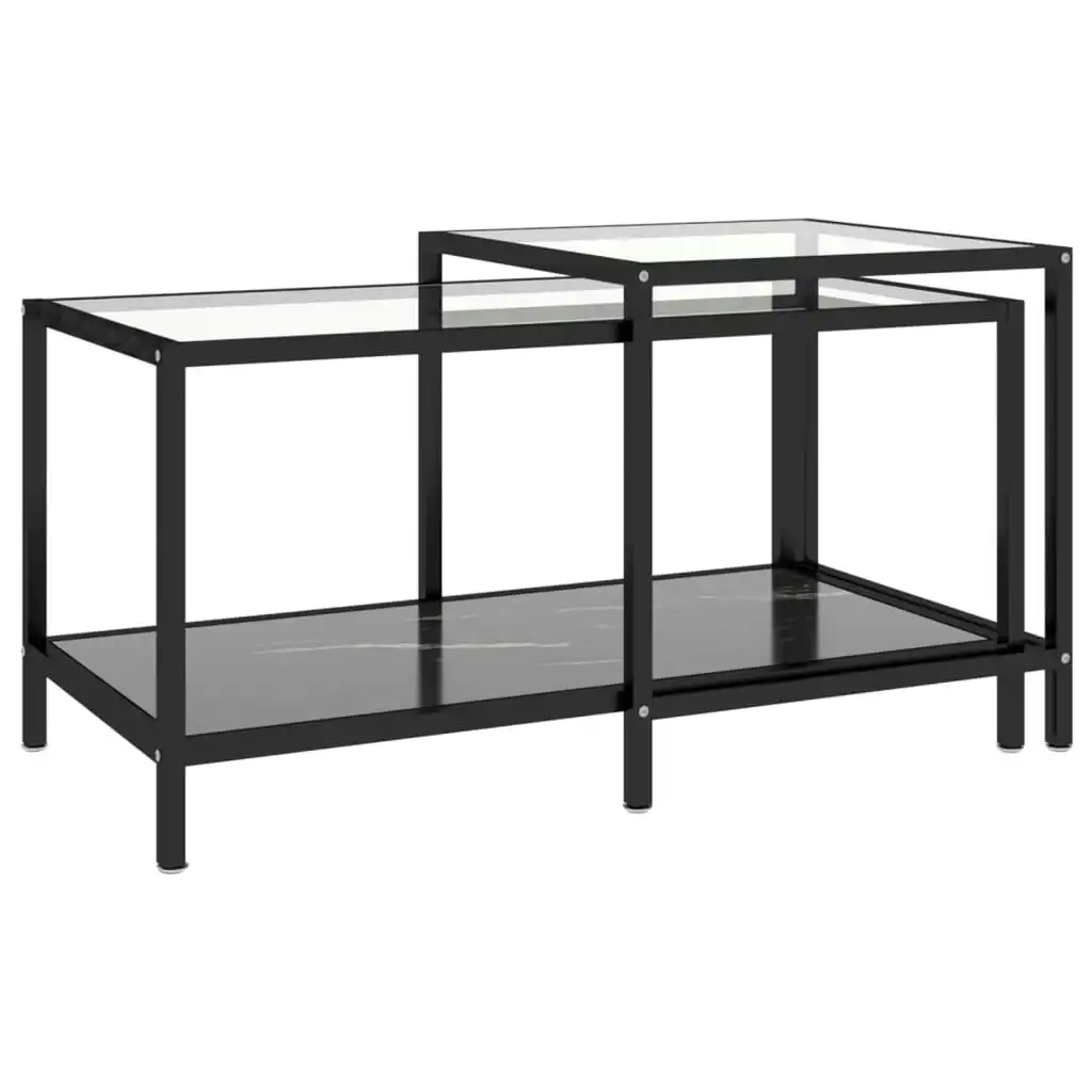 Tea Tables 2 pcs Tempered Glass Black 331615