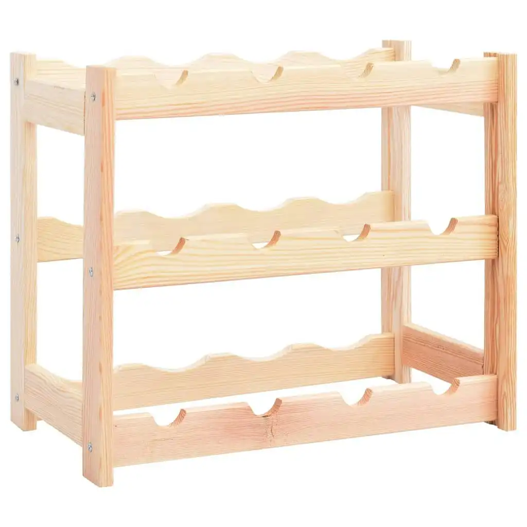 Wine Rack for 12 Bottles Solid Wood Pine 286191