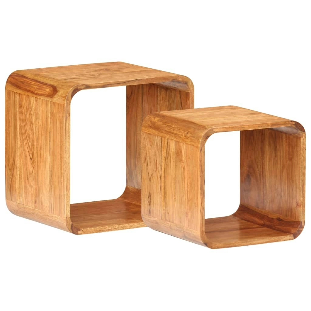 Side Tables 2 pcs Solid Acacia Wood Honey Finish 289627