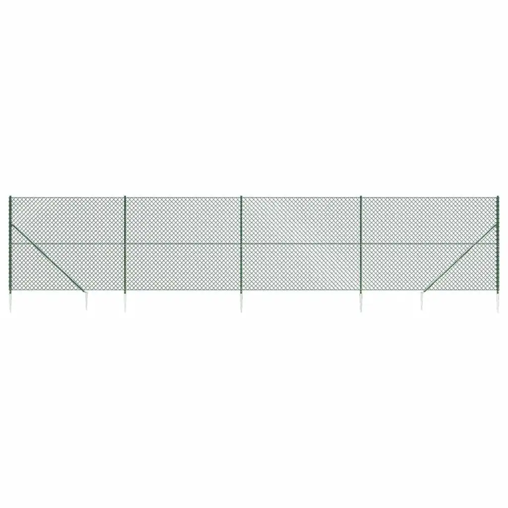 Chain Link Fence with Spike Anchors Green 1.6x10 m 153924