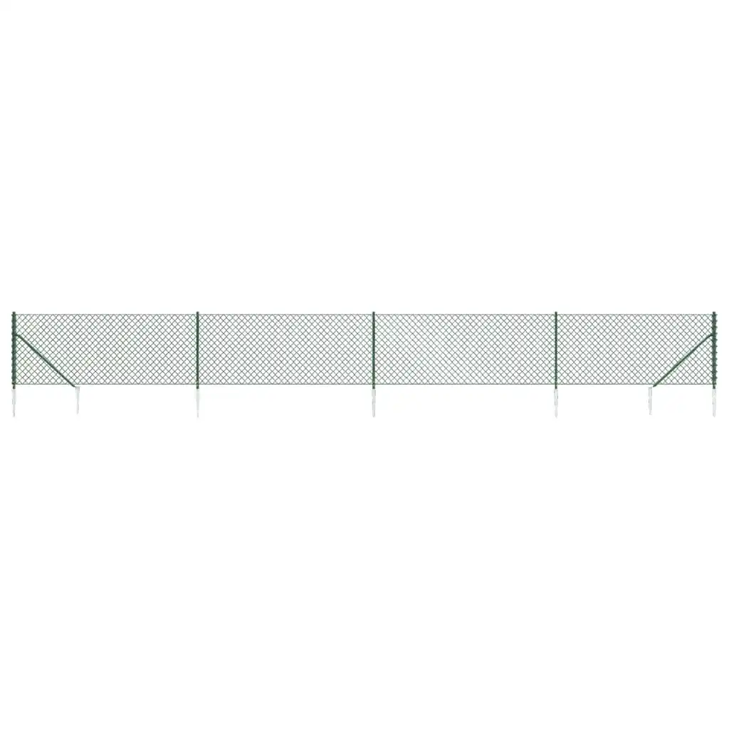 Chain Link Fence with Spike Anchors Green 1x10 m 153921