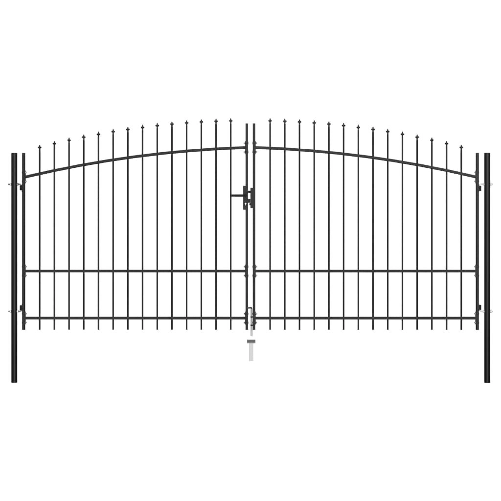 Double Door Fence Gate with Spear Top 400x225 cm 145741