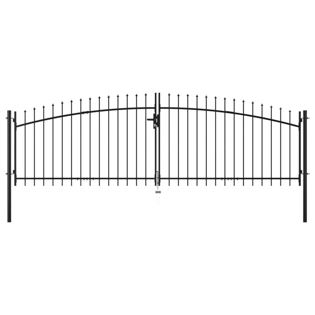 Double Door Fence Gate with Spear Top 400x200 cm 145740