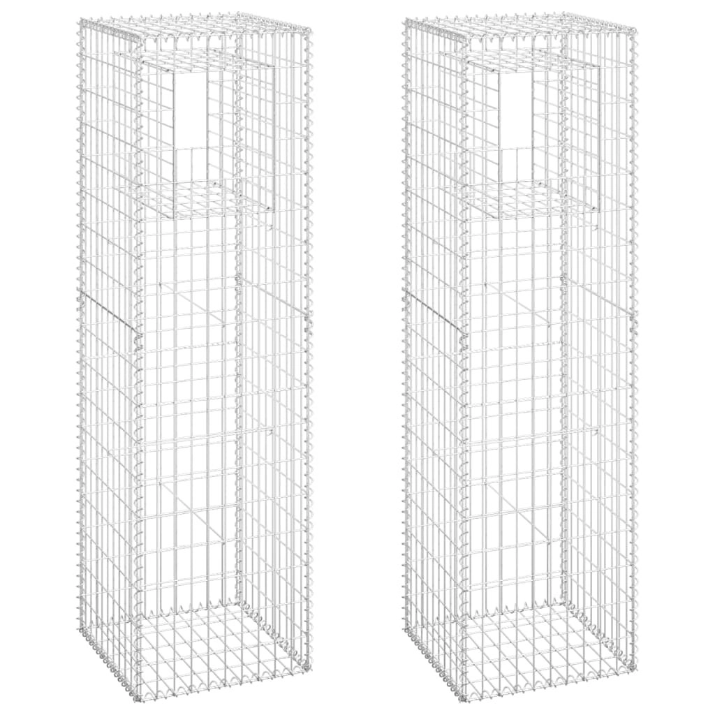 Gabion Basket Posts 2 pcs 50x50x180 cm Iron 151273