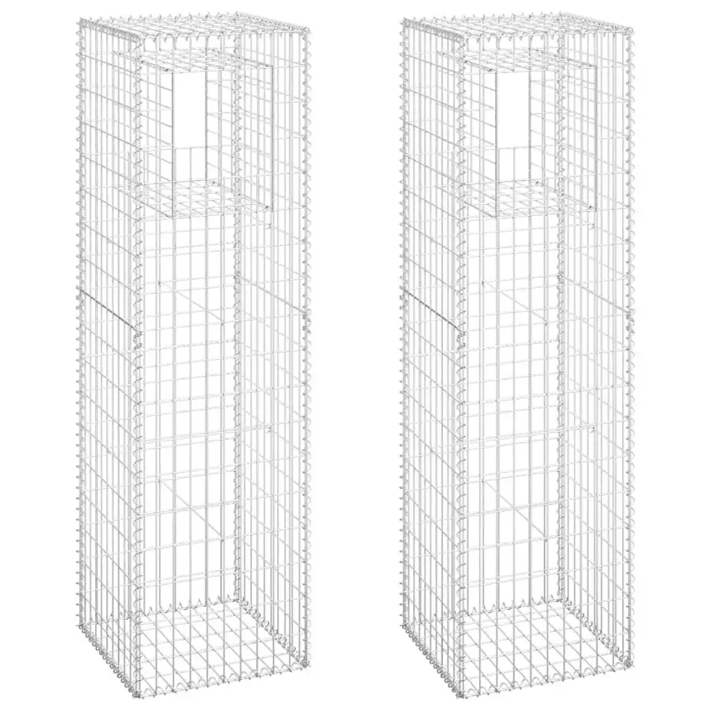 Gabion Basket Posts 2 pcs 50x50x180 cm Iron 151273