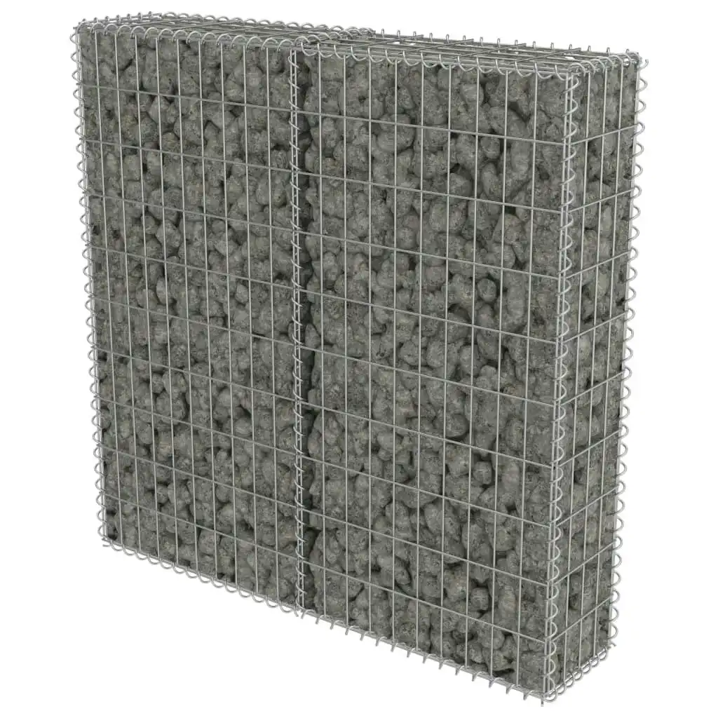 Gabion Wall with Covers Galvanised Steel 100x20x100 cm 143578