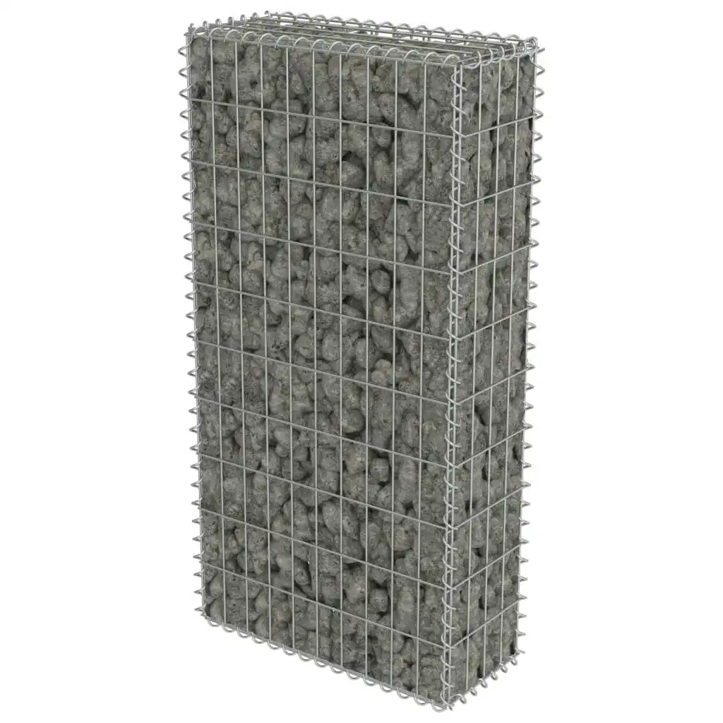 Gabion Wall with Covers Galvanised Steel 50x20x100 cm 143576