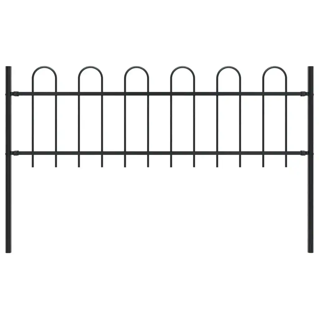 Garden Fence with Hoop Top Steel 1.7x0.6 m Black 144928